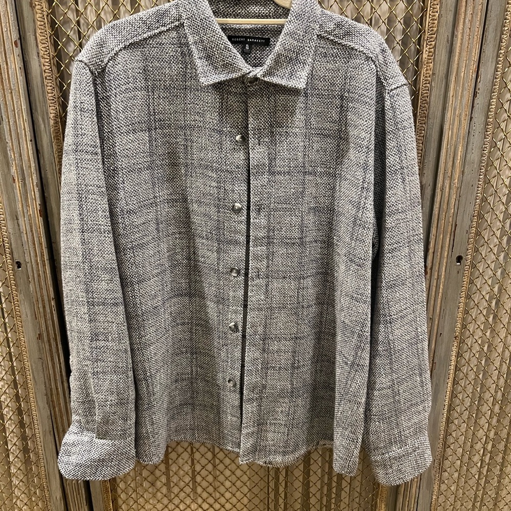 Robert Barakett Textured Gray Button-Down Shirt